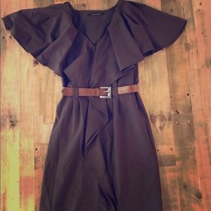 Black Halo Brown Belted Cape Dress sz 4